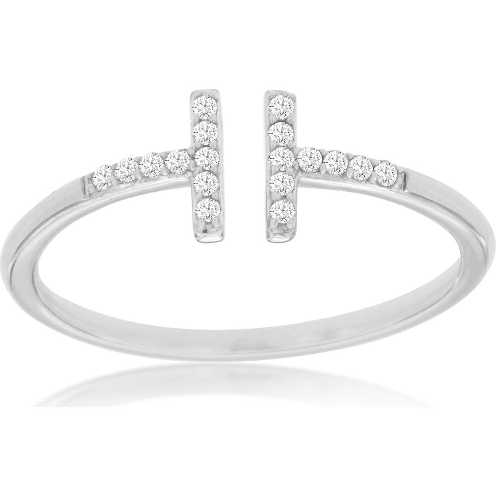 Royal 14K White Gold Diamond Band Ring with Round Diamonds - 0.10 Carats Total Diamond Weight