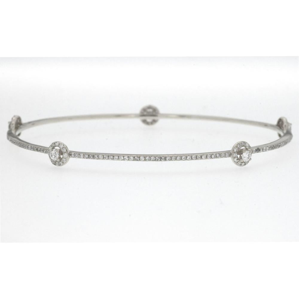Royal 14K White Gold Diamond Bangle - 1.18 Carats Total Diamond Weight