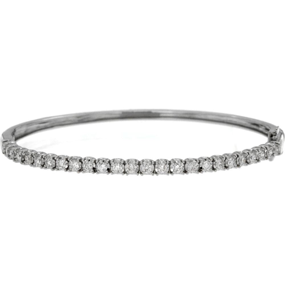 Royal 14K White Gold Diamond Bangle - 1 Carat Total Diamond Weight