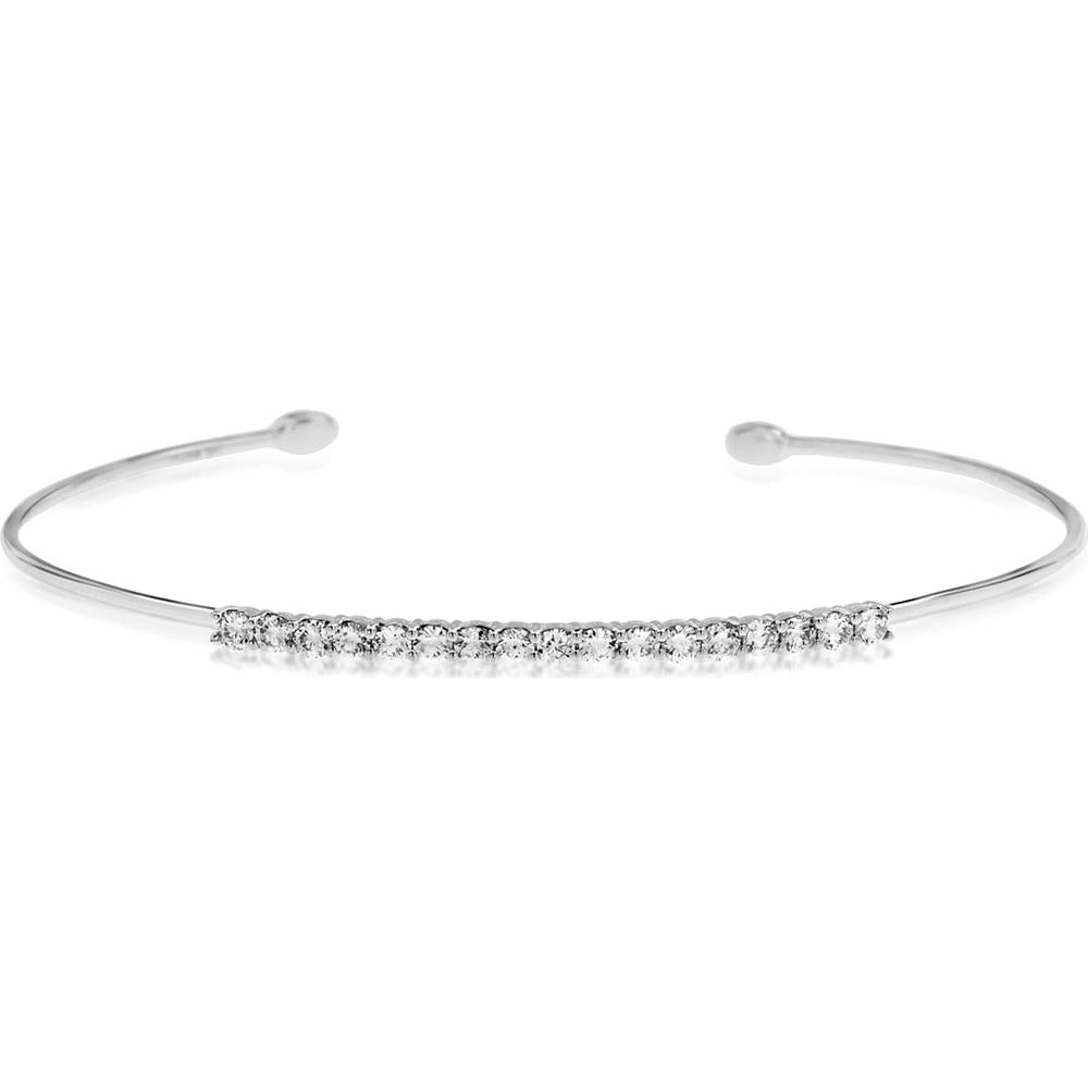 Royal 14K White Gold Diamond Bangle with 0.58 Carats Round Diamonds - Elegant Luxury Design