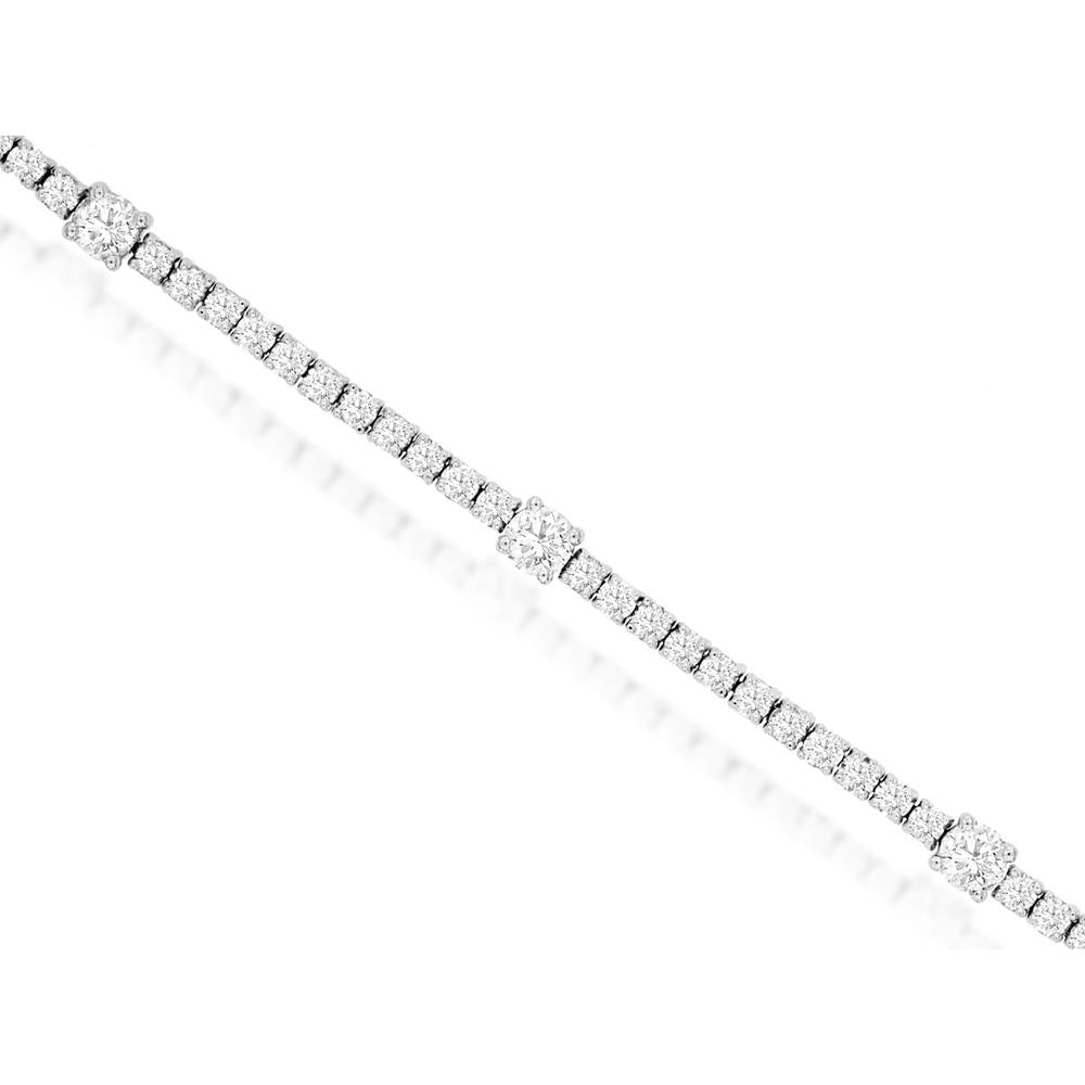 Royal 14K White Gold Diamond Bracelet - 3.12 Carat Total Diamond Weight