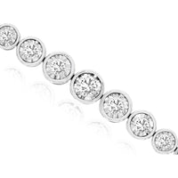 Royal 14K White Gold Diamond Bracelet with Bezel Set Round Diamonds - 3.0 Carats Total Diamond Weight