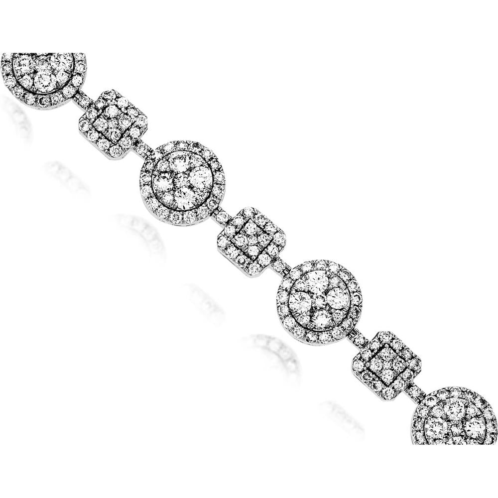 Royal 14K White Gold Diamond Bracelet with Circular Motif and Diamond Halo - 5.95 Carats Total Diamond Weight