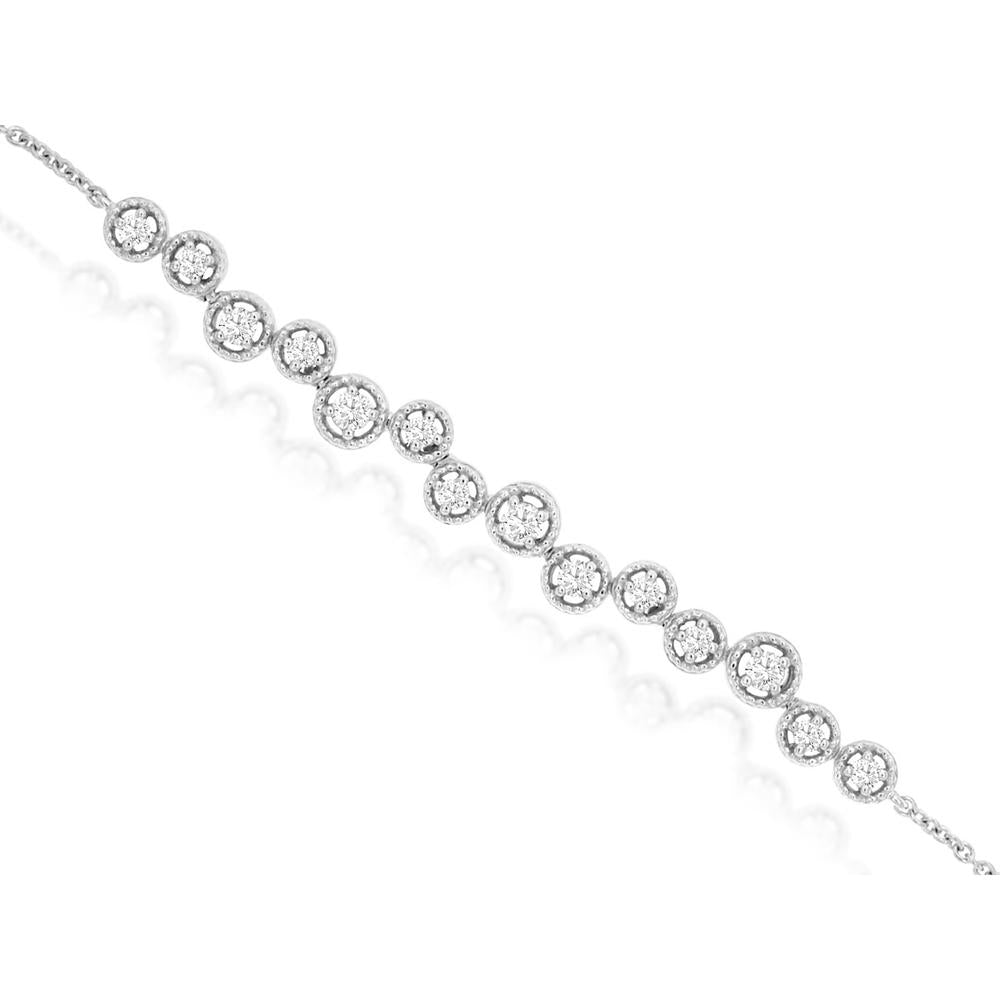 Royal 14K White Gold Diamond Bracelet with Milgrain Detail - 0.29 Carats Total Diamond Weight