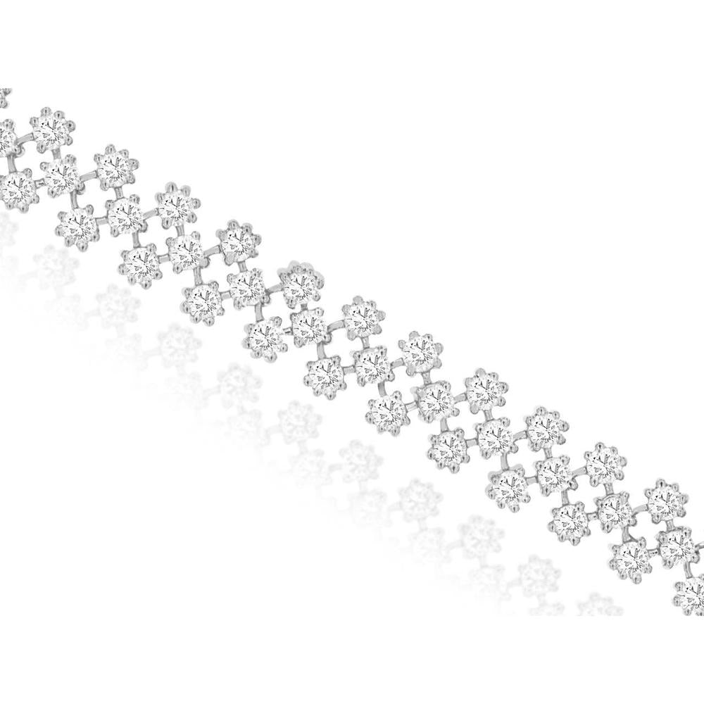 Royal 14K White Gold Diamond Bracelet with Prong Set Round Diamonds - 3 Carat Total Diamond Weight