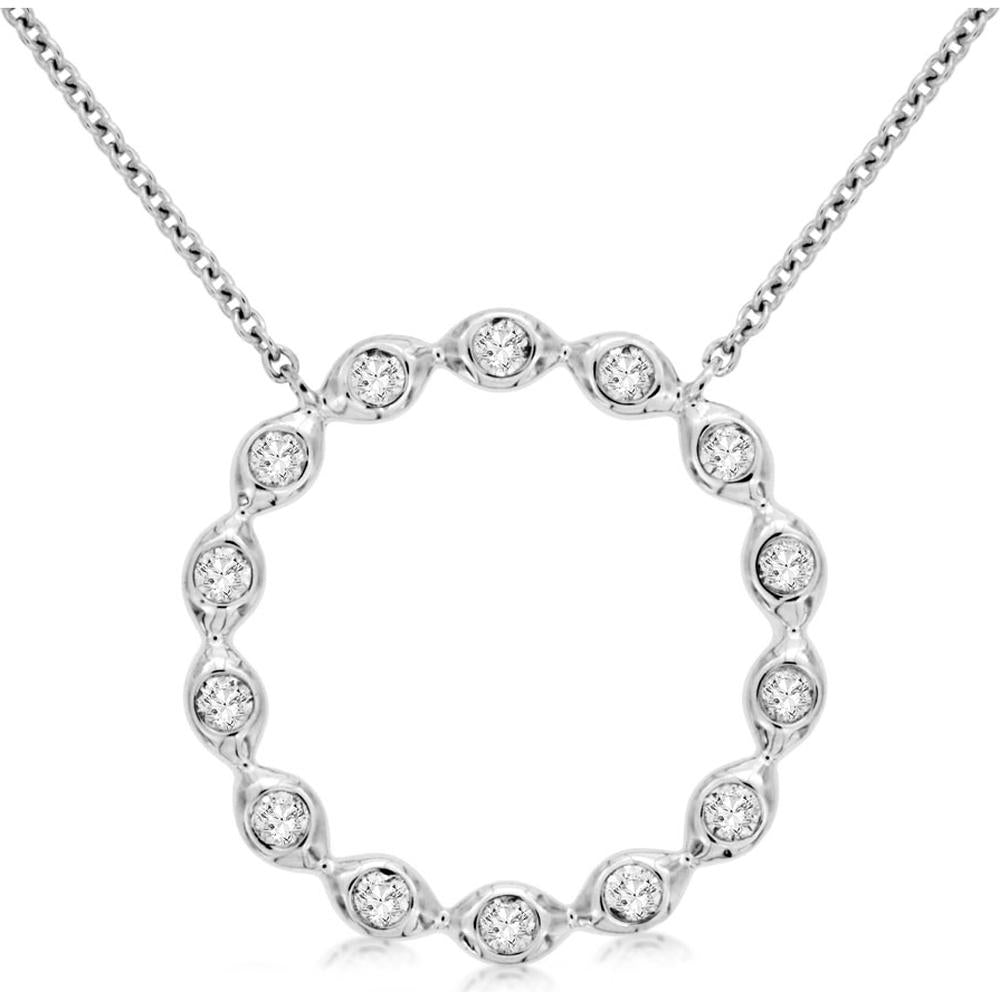 Royal 14K White Gold Diamond Circle Necklace - 0.25 Carat Total Diamond Weight
