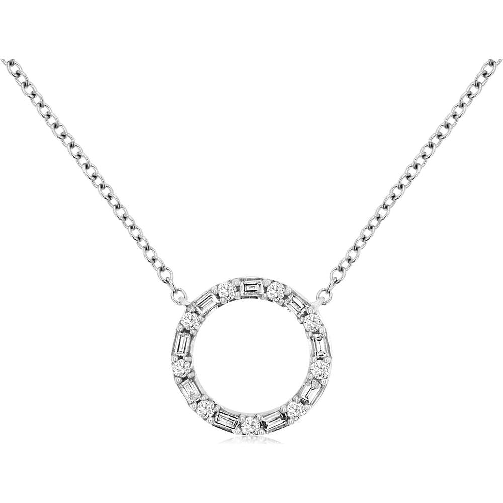Royal 14K White Gold Diamond Circle Necklace - 0.25 Carat Total Diamond Weight