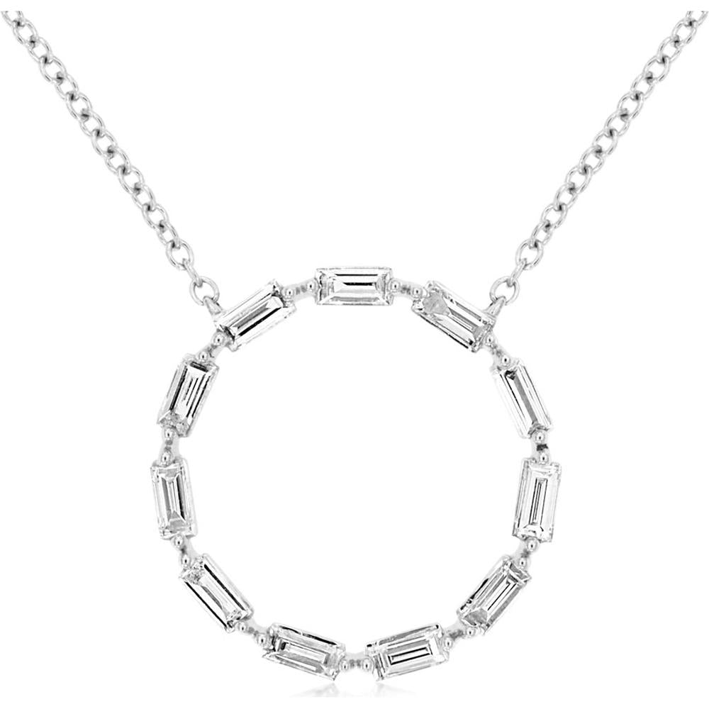 Royal 14K White Gold Diamond Circle Necklace - 0.45 Carat Total Diamond Weight
