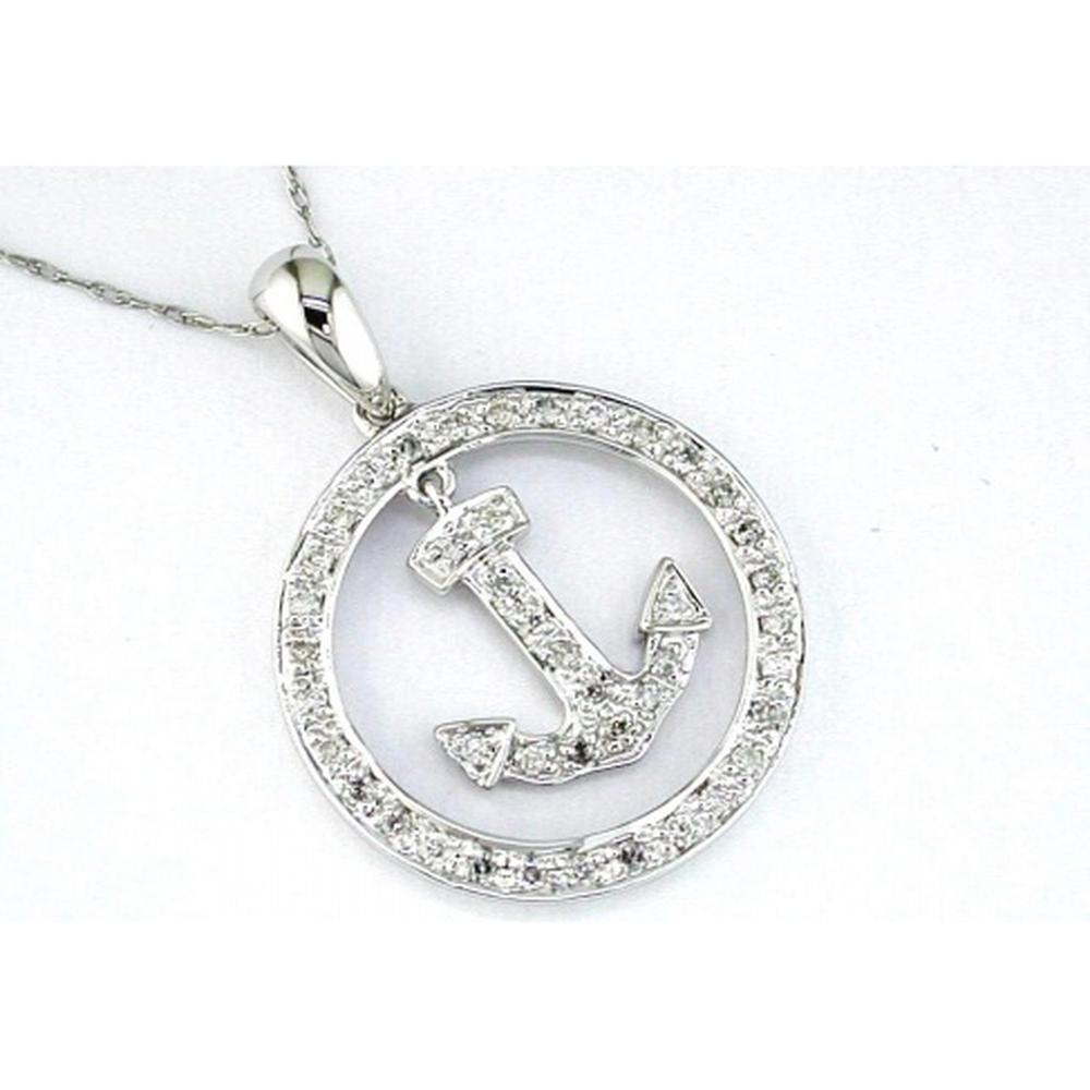Royal 14K White Gold Diamond Circle Pendant - 0.24 Carat Diamond Weight