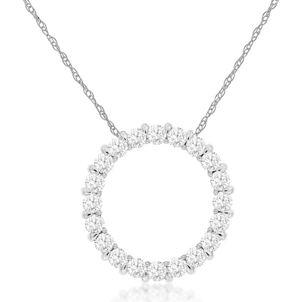 Royal 14K White Gold Diamond Circle Pendant - 0.25 Carats Total Diamond Weight