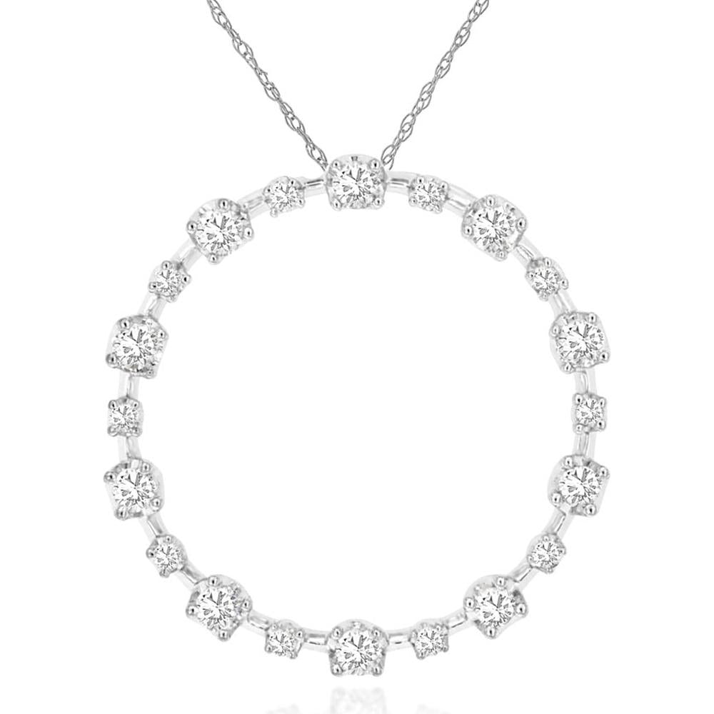 Royal 14K White Gold Diamond Circle Pendant - 0.25 Carats Total Diamond Weight