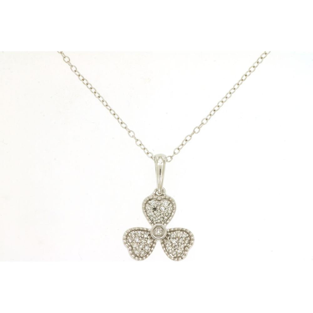 Royal 14K White Gold Diamond Clover Pendant - 0.18 Carat Total Diamond Weight