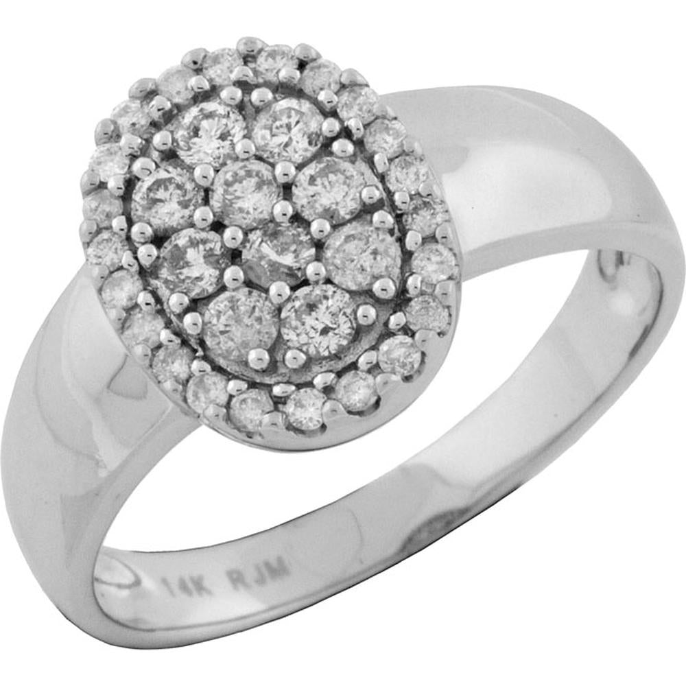 Royal 14K White Gold Diamond Cluster Ring - 0.45 Carat Total Diamond Weight