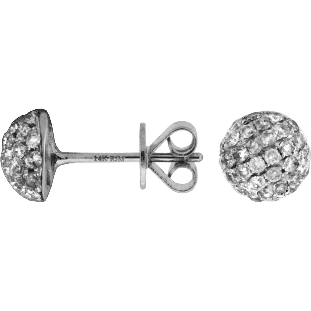 Royal 14K White Gold Diamond Cluster Stud Earrings - 0.78 Carat Total Diamond Weight