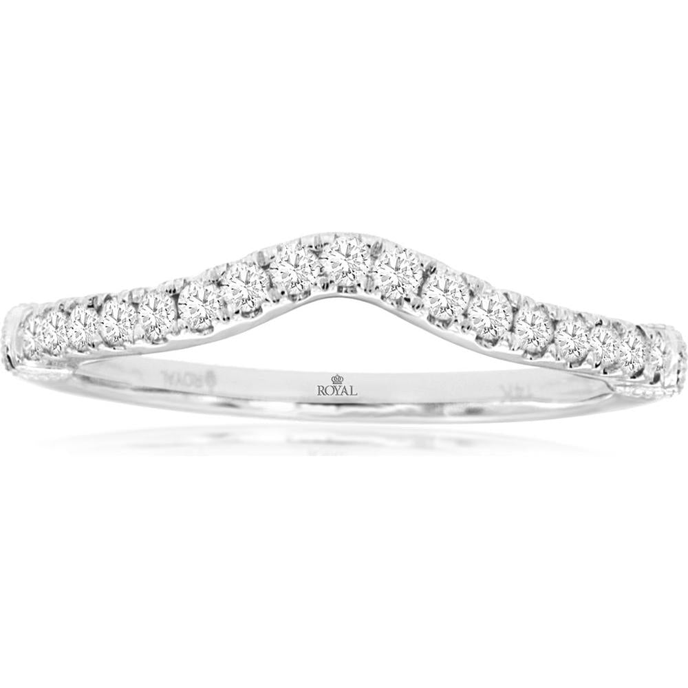 Royal 14K White Gold Diamond Contour Wedding Band - 0.25 Carat Total Diamond Weight