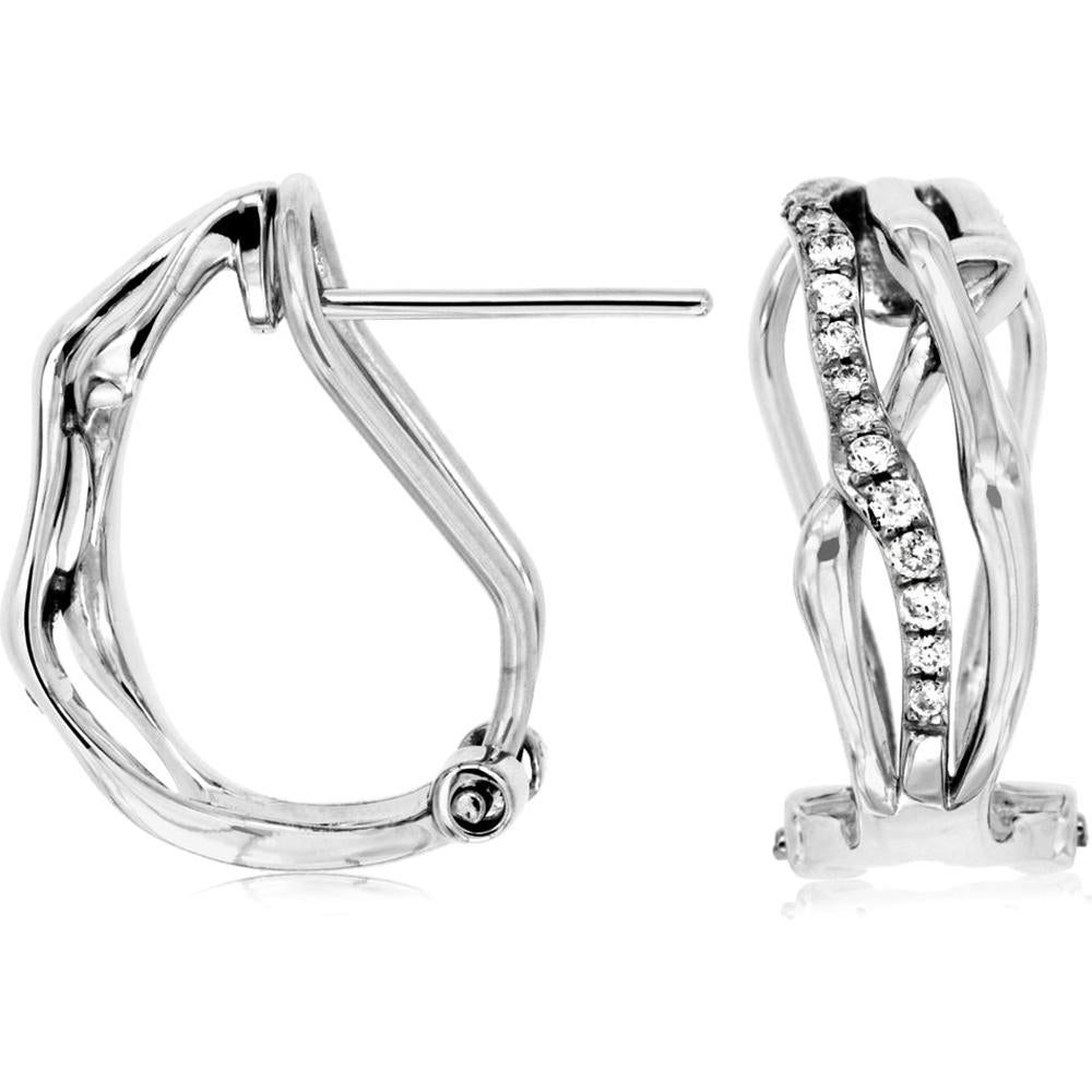 Royal 14K White Gold Diamond Dangle Earrings - 0.13 Carat Total Weight