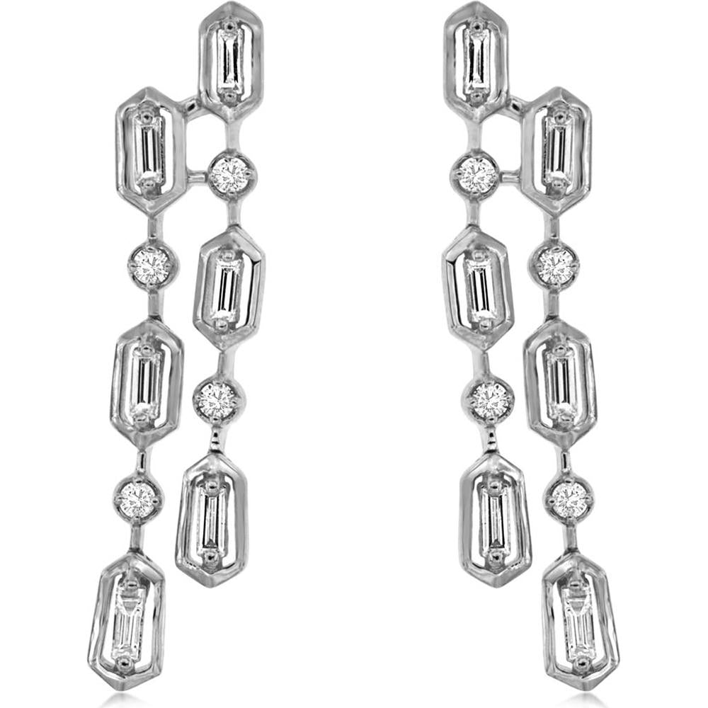 Royal 14K White Gold Diamond Earrings - 0.12 Carat Main Stone, 0.25 Carat Additional Stone Total