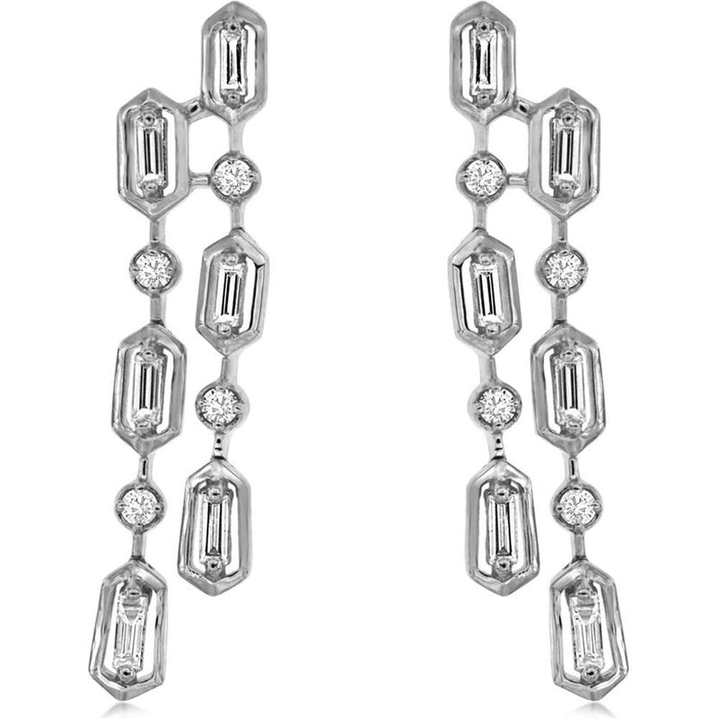 Royal 14K White Gold Diamond Earrings - 0.12 Carat Main Stone, 0.25 Carat Additional Stone Total