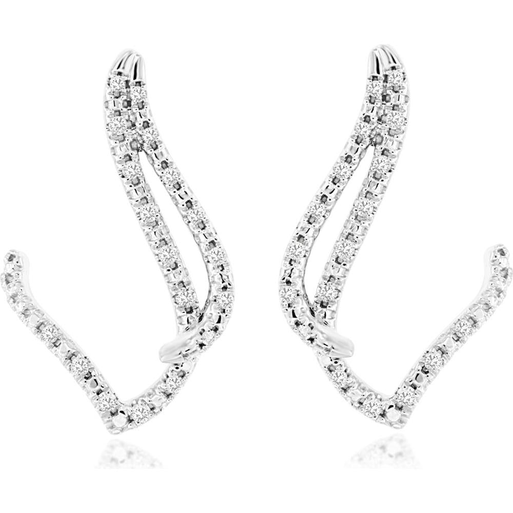Royal 14K White Gold Diamond Earrings - 0.13 Carat Total Diamond Weight