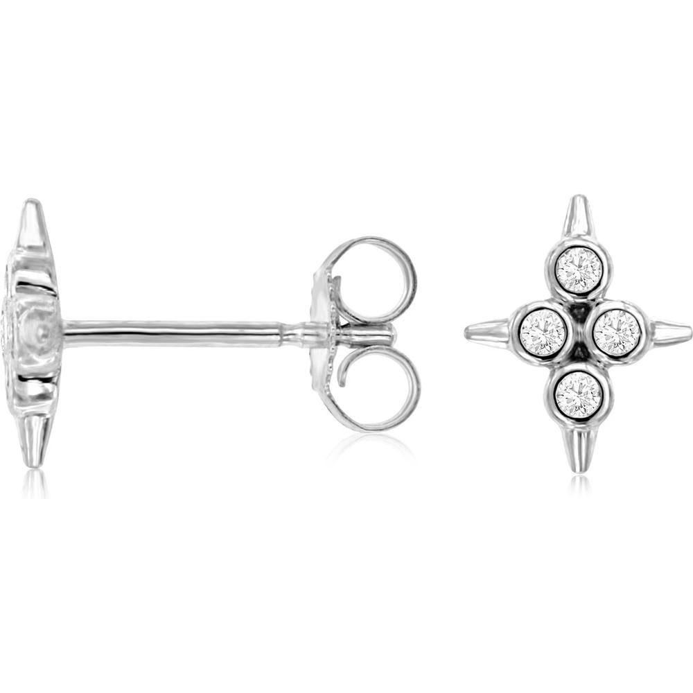 Royal 14K White Gold Diamond Earrings - 0.14 Carat Total Diamond Weight