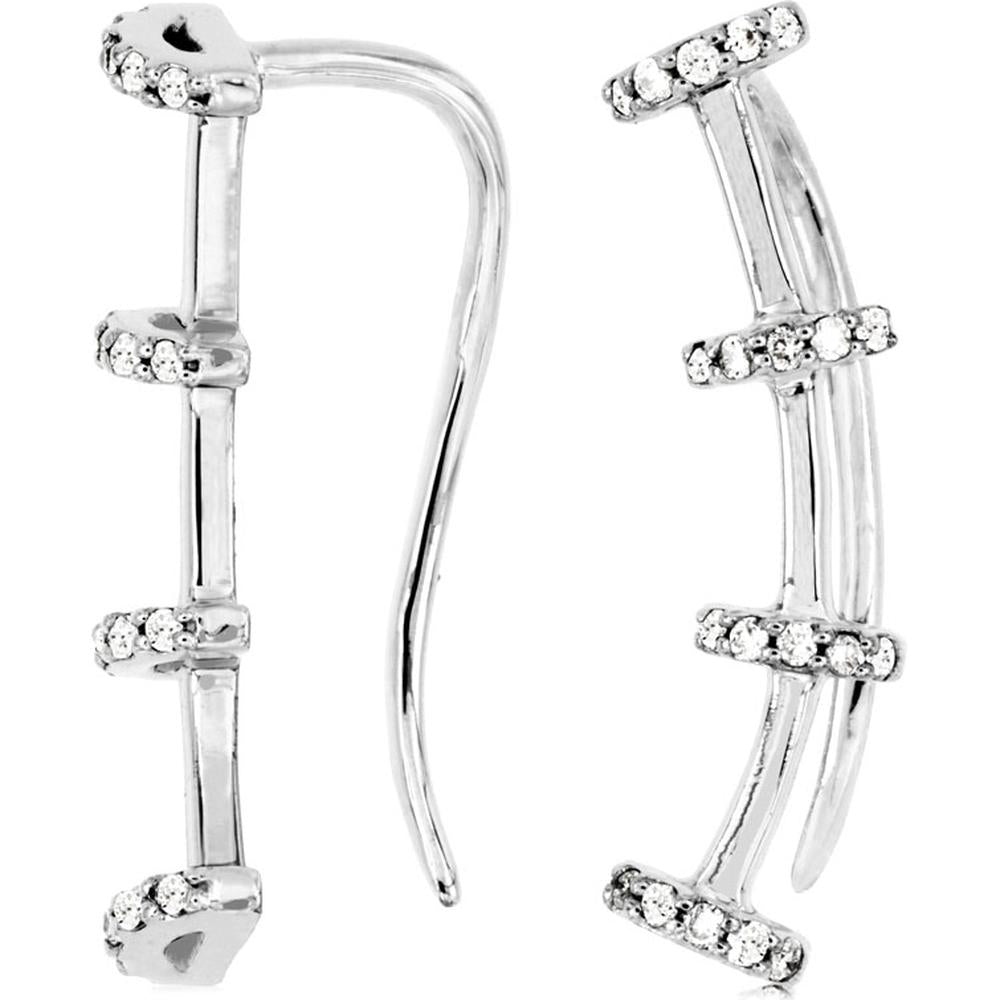 Royal 14K White Gold Diamond Earrings - 0.16 Carat Total Diamond Weight