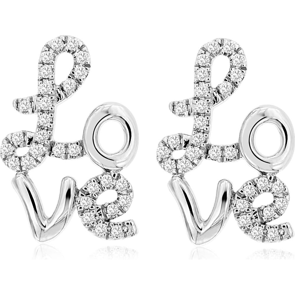 Royal 14K White Gold Diamond Earrings - 0.20 Carat Total Diamond Weight