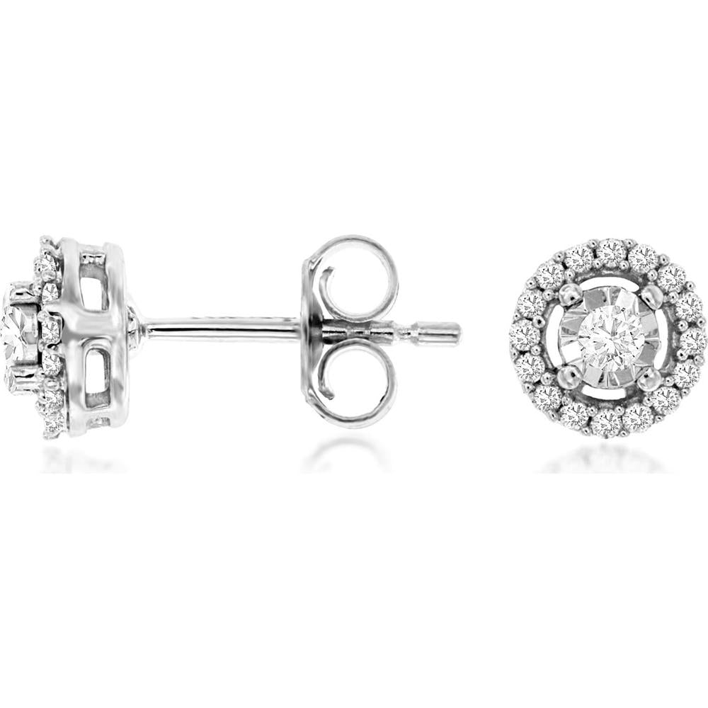 Royal 14K White Gold Diamond Earrings - 0.22 Carat Total Diamond Weight