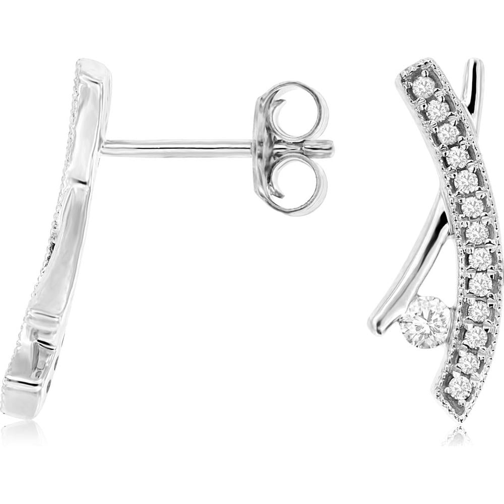 Royal 14K White Gold Diamond Earrings - 0.24 Carat Total Diamond Weight