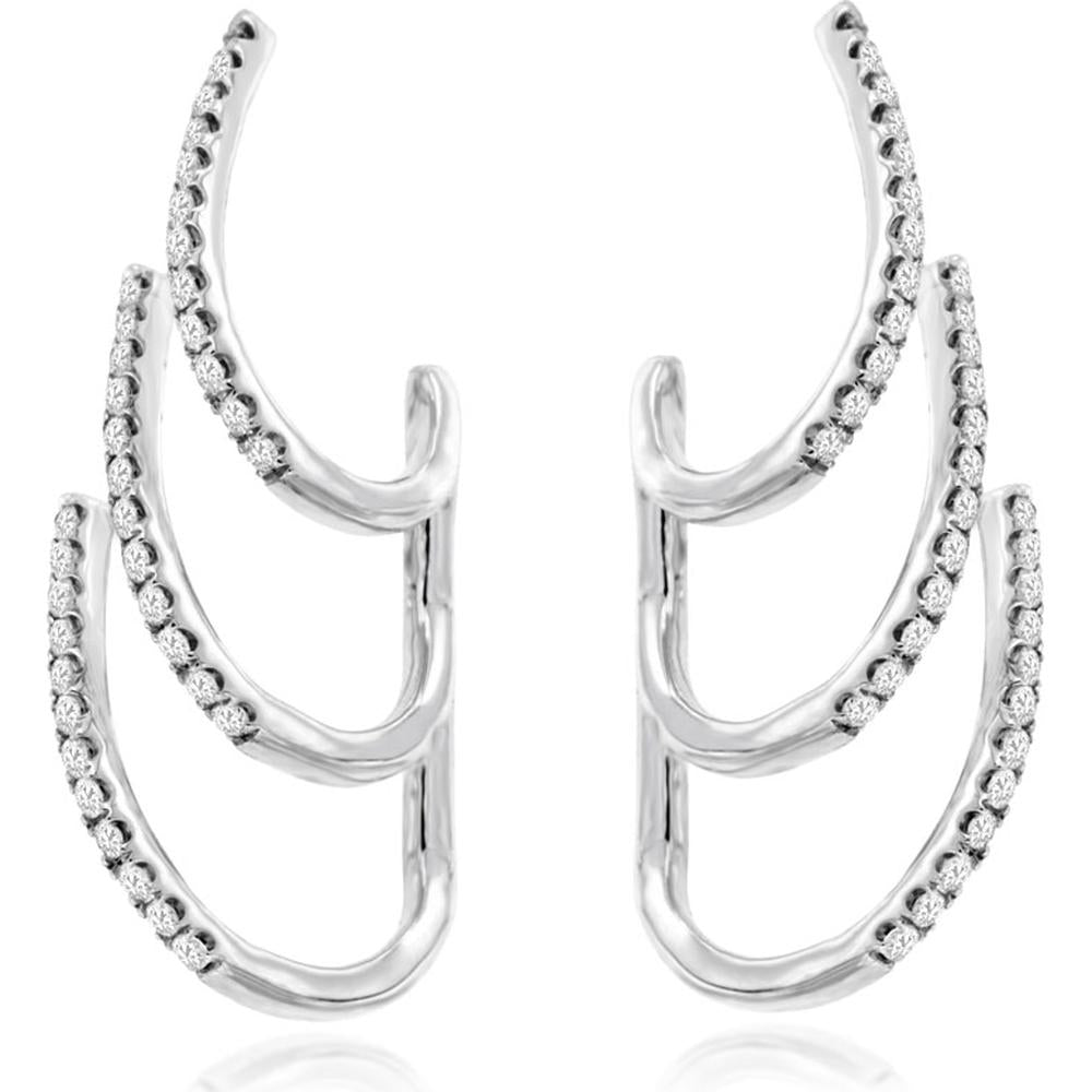 Royal 14K White Gold Diamond Earrings - 0.42 Carat Total Diamond Weight