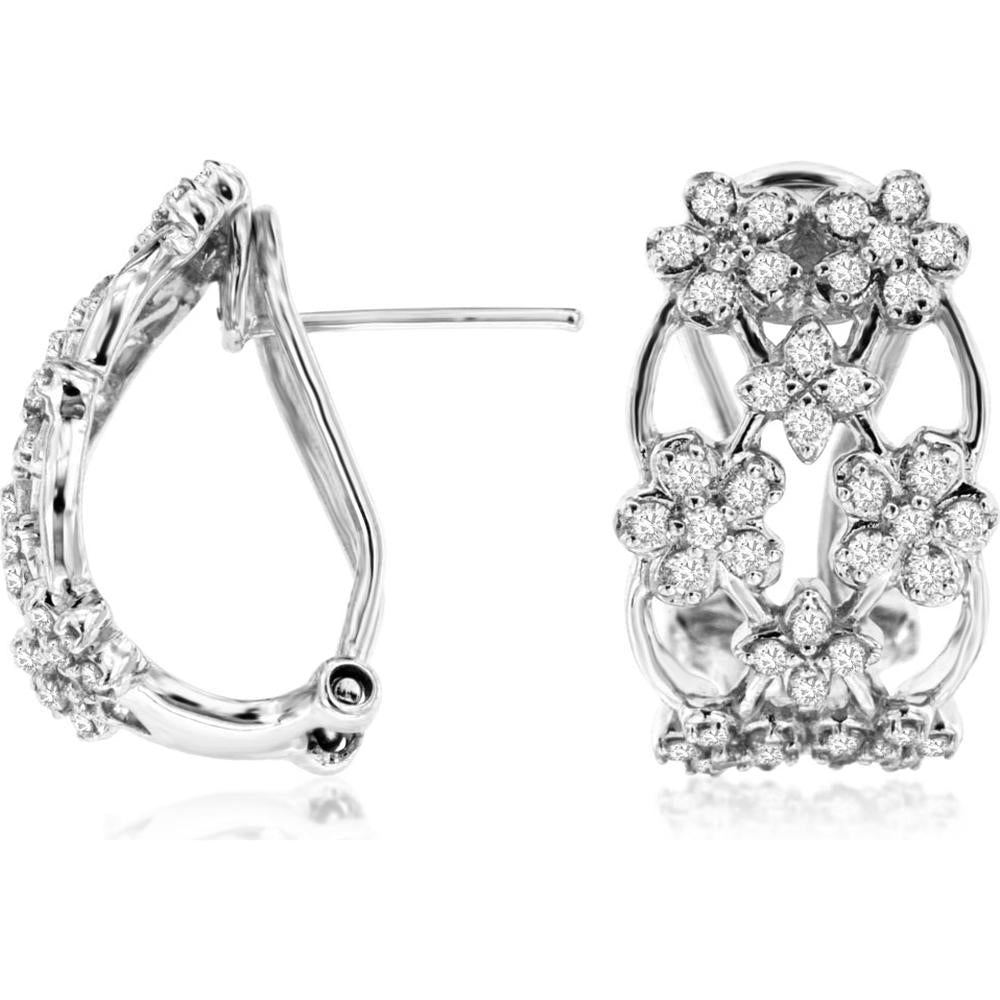 Royal 14K White Gold Diamond Earrings - 0.61 Carat Total Weight