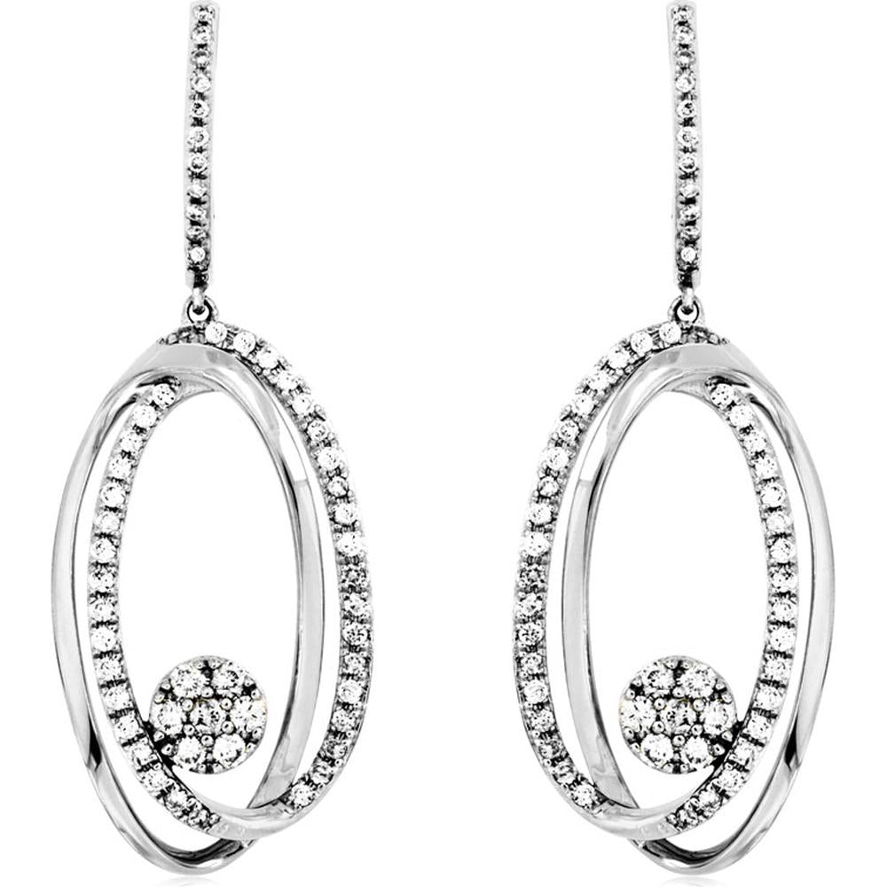 Royal 14K White Gold Diamond Earrings - 0.68 Carat Total Diamond Weight