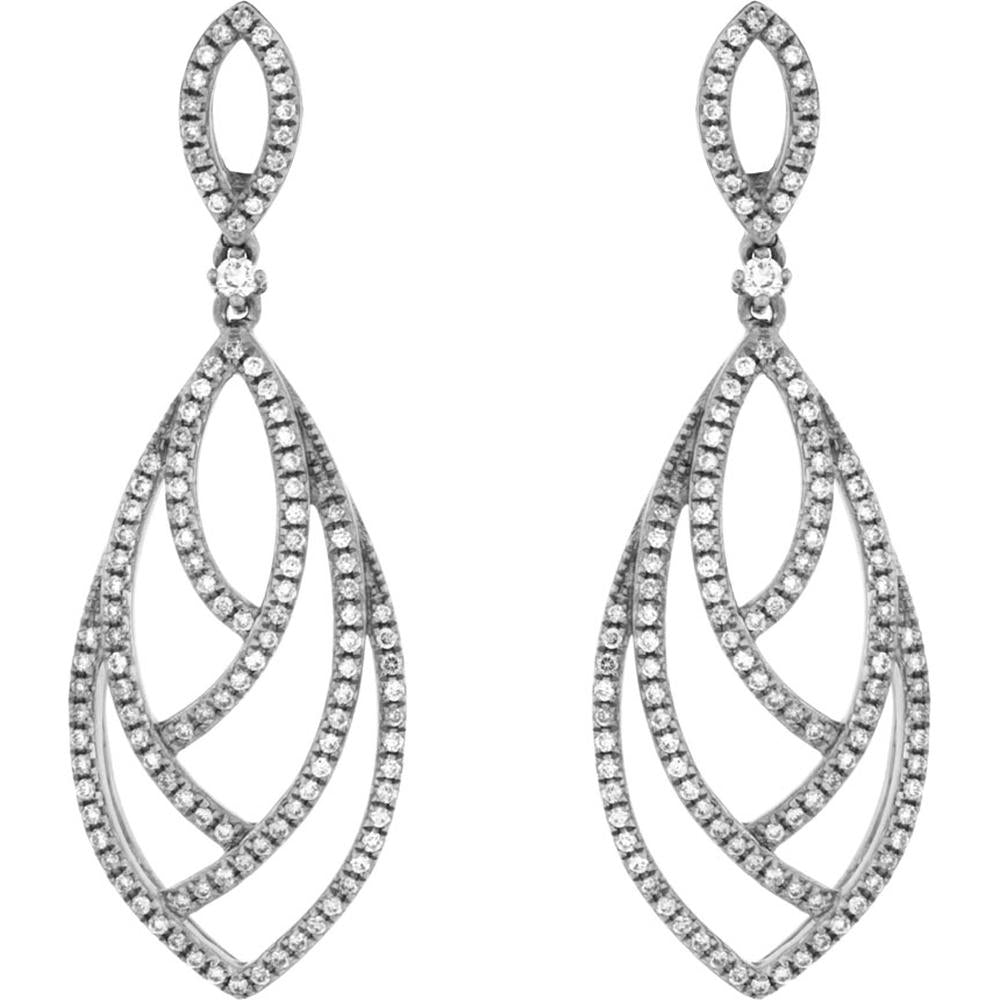 Royal 14K White Gold Diamond Earrings - 0.71 Carat Total Diamond Weight