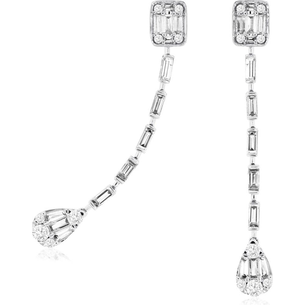 Royal 14K White Gold Diamond Earrings - 0.75 Carat Total Diamond Weight