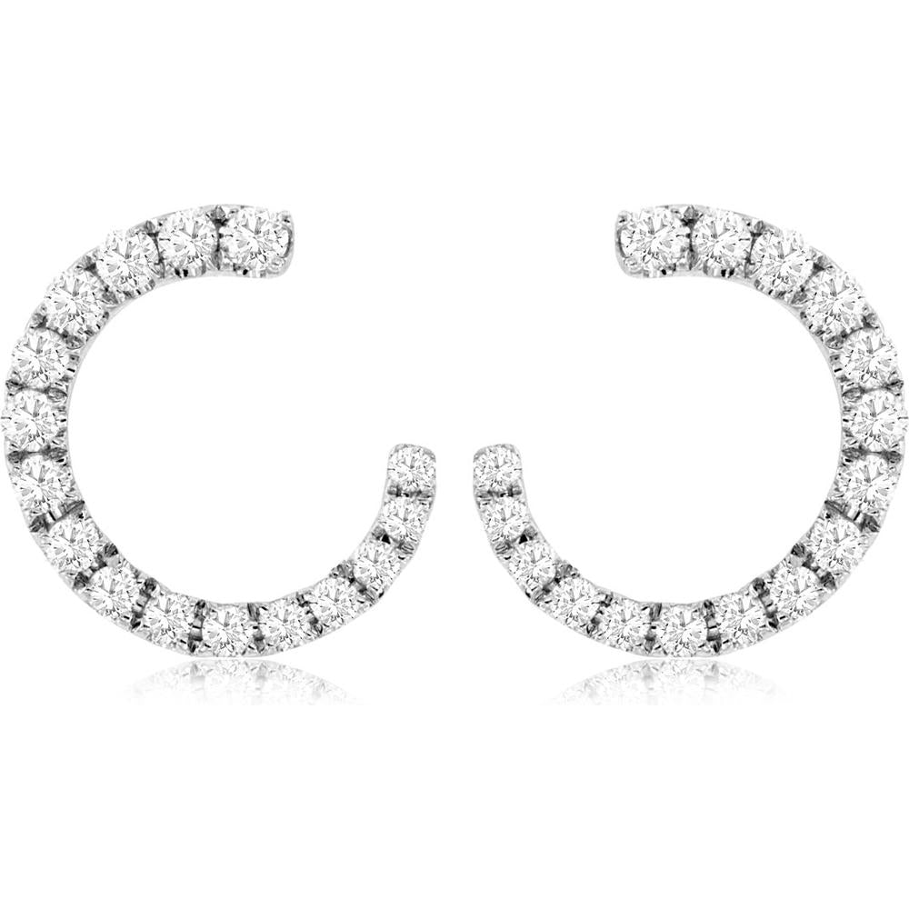 Royal 14K White Gold Diamond Earrings - 0.75 Carat Total Diamond Weight
