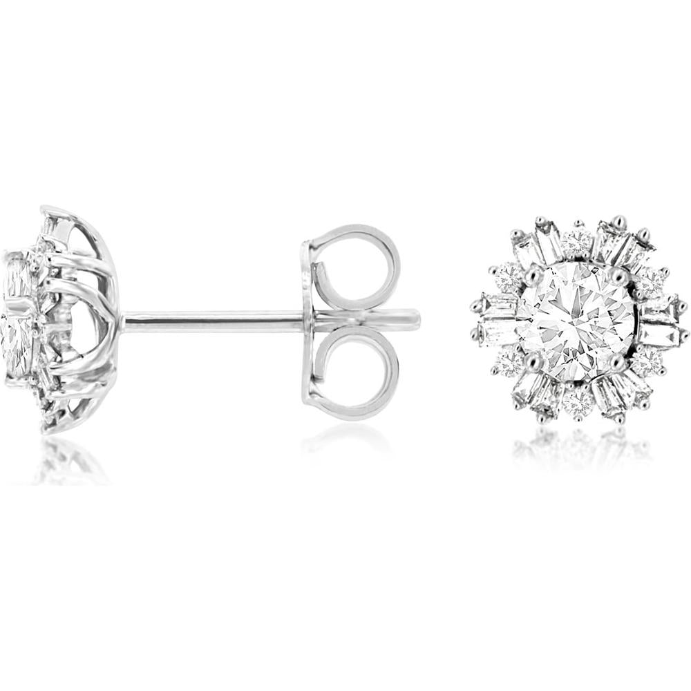 Royal 14K White Gold Diamond Earrings - 0.75 Carat Total Weight