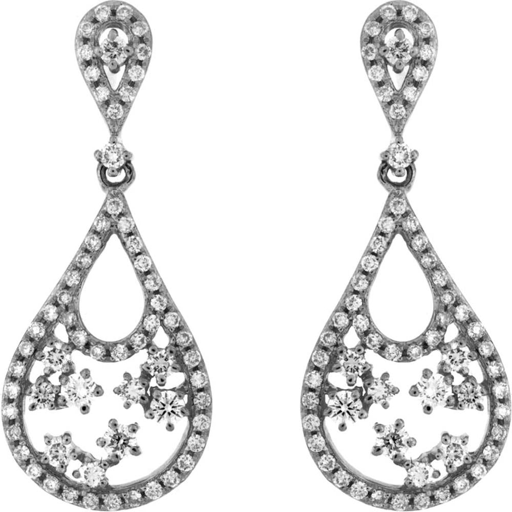 Royal 14K White Gold Diamond Earrings - 0.80 Carat Total Diamond Weight