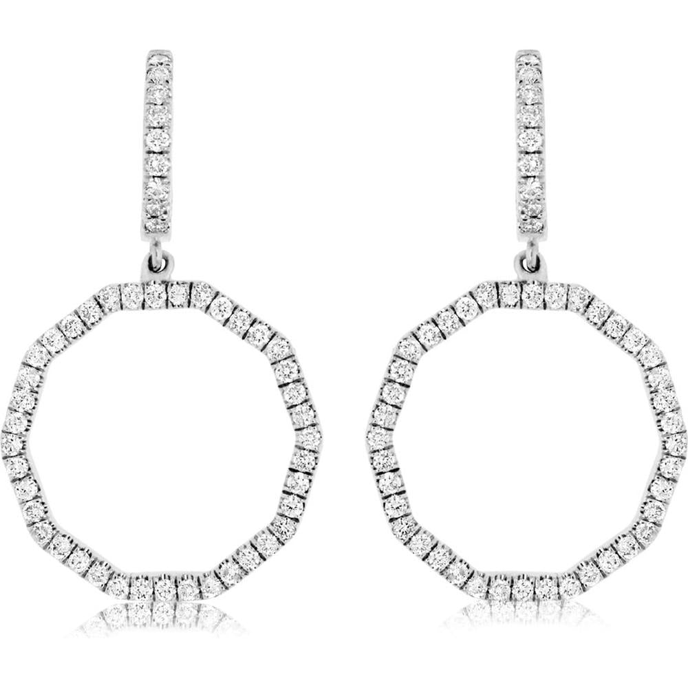 Royal 14K White Gold Diamond Earrings - 0.90 Carat Total Diamond Weight