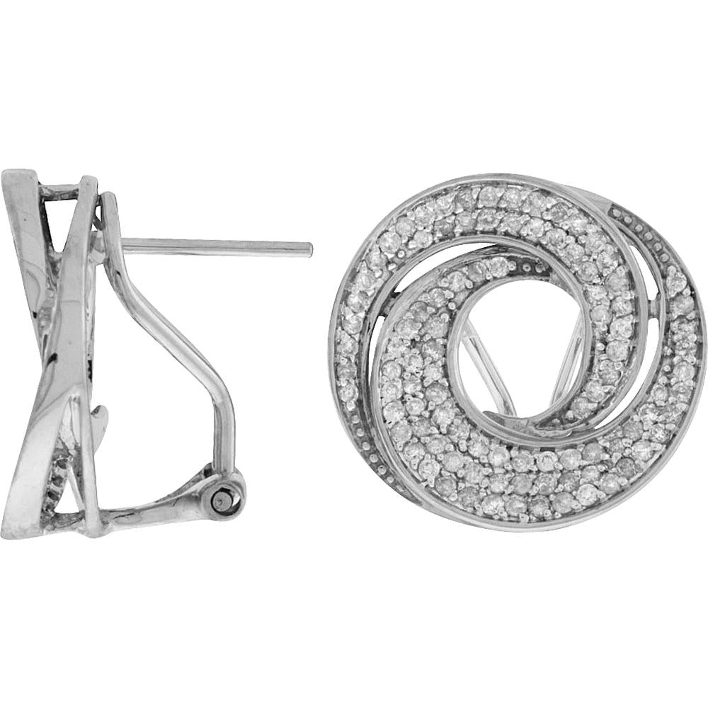 Royal 14K White Gold Diamond Earrings - 0.95 Carat Total Diamond Weight