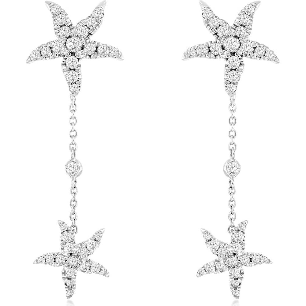 Royal 14K White Gold Diamond Earrings - 0.98 Carat Total Diamond Weight