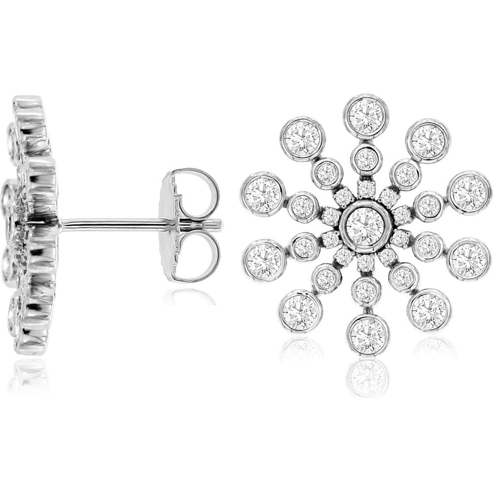 Royal 14K White Gold Diamond Earrings - 1.00 Carat Total Diamond Weight