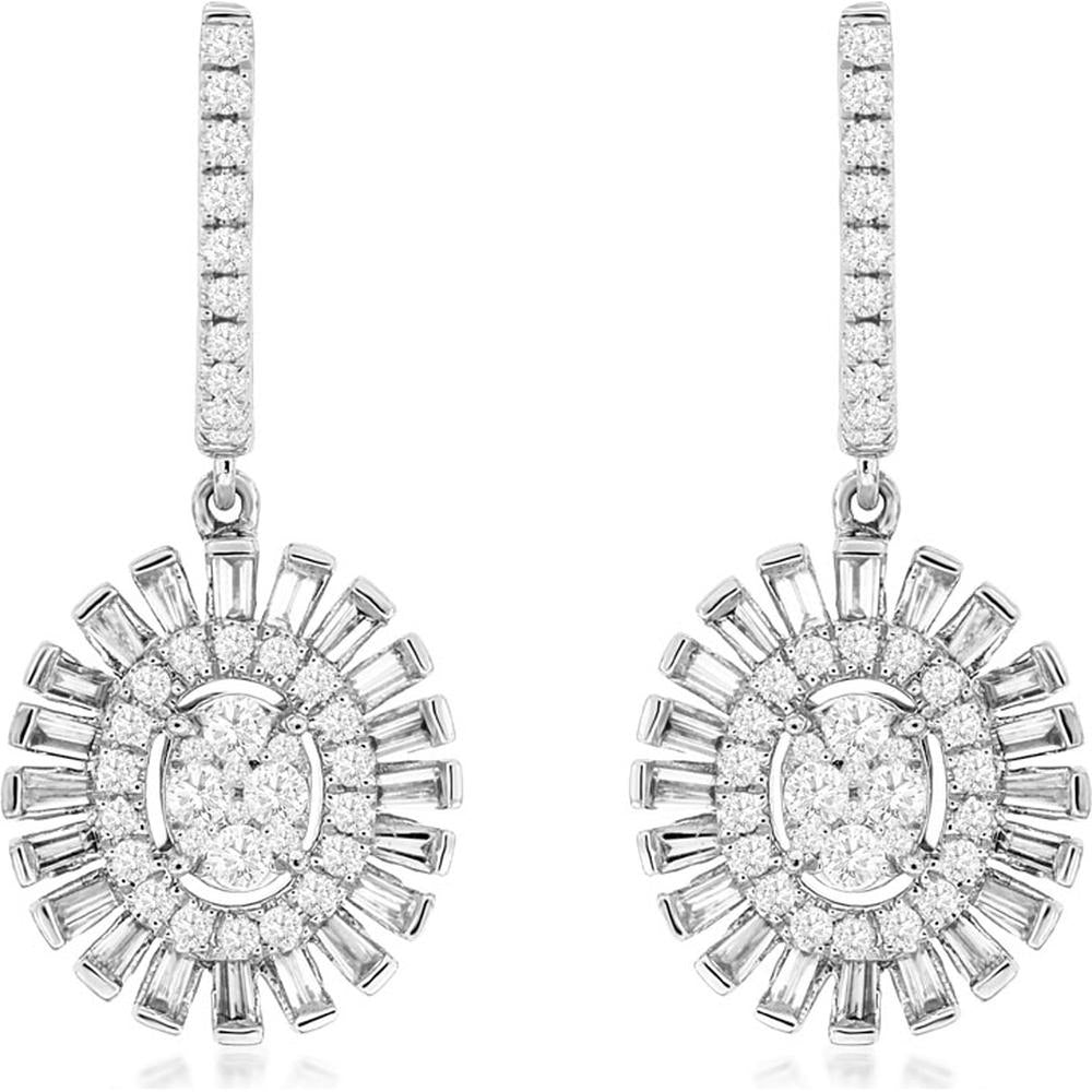 Royal 14K White Gold Diamond Earrings - 1.05 Carat Total Diamond Weight