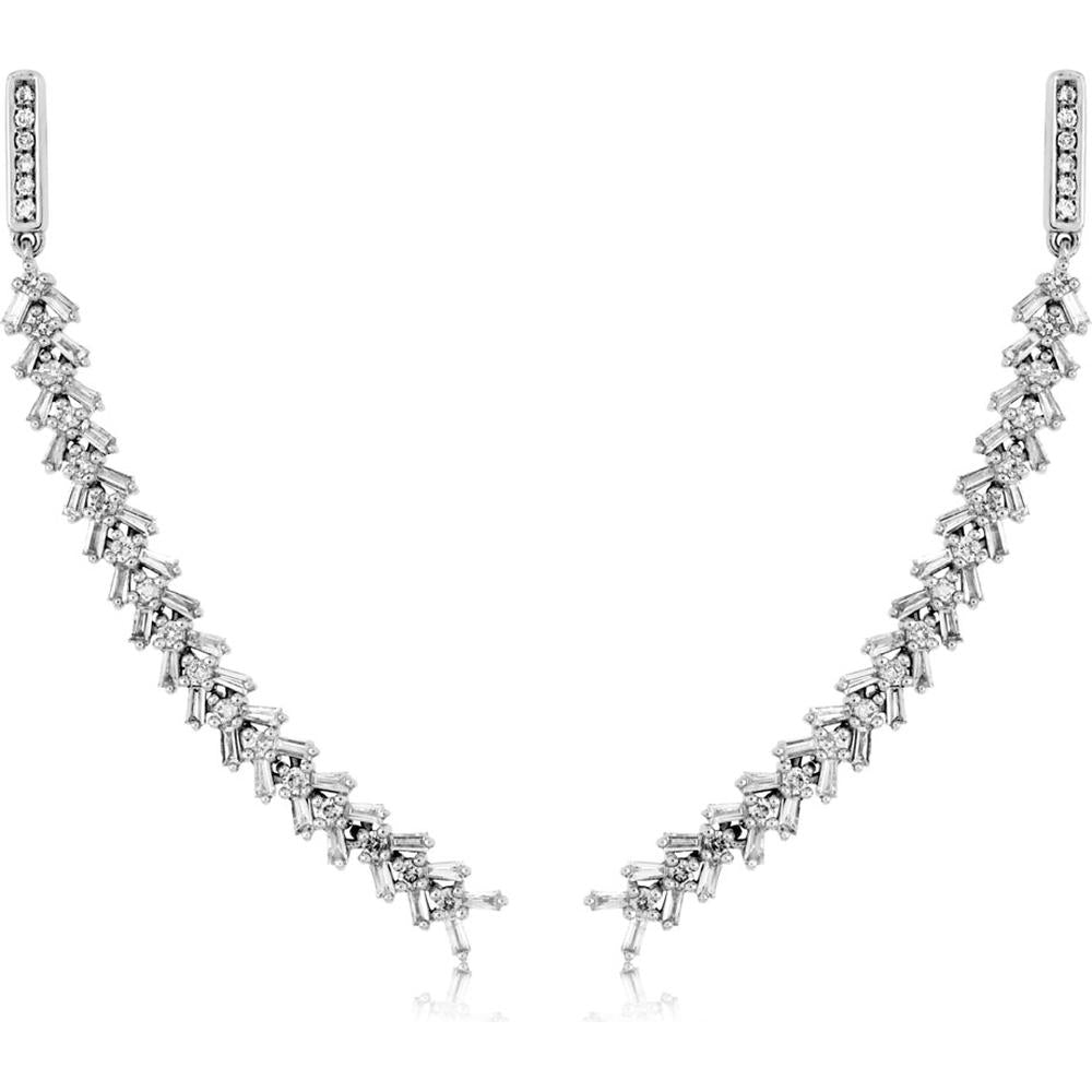 Royal 14K White Gold Diamond Earrings - 1.07 Carat Total Diamond Weight