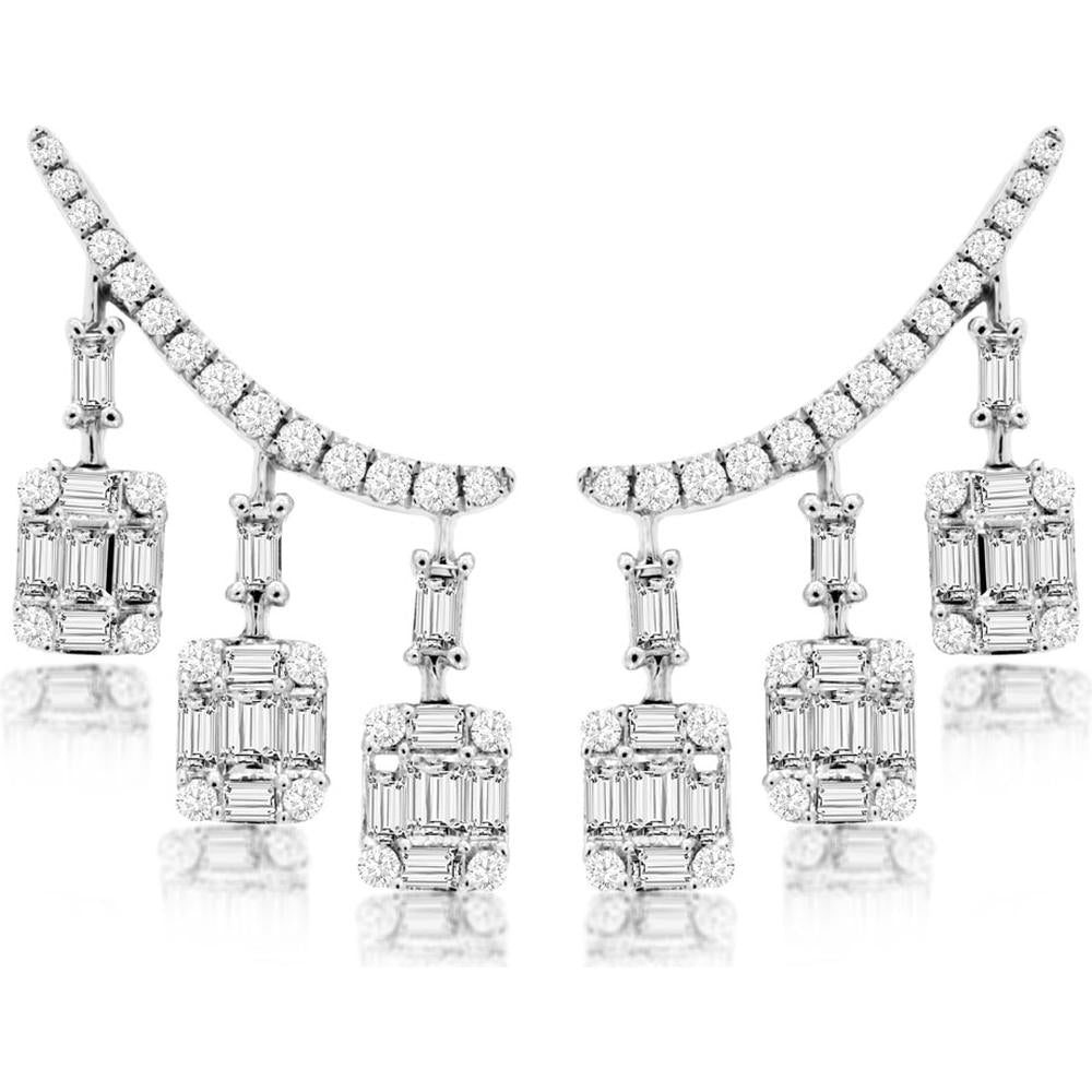 Royal 14K White Gold Diamond Earrings - 1.07 Carat Total Diamond Weight