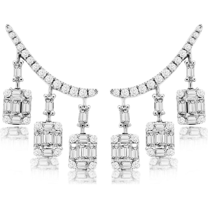 Royal 14K White Gold Diamond Earrings - 1.07 Carat Total Diamond Weight