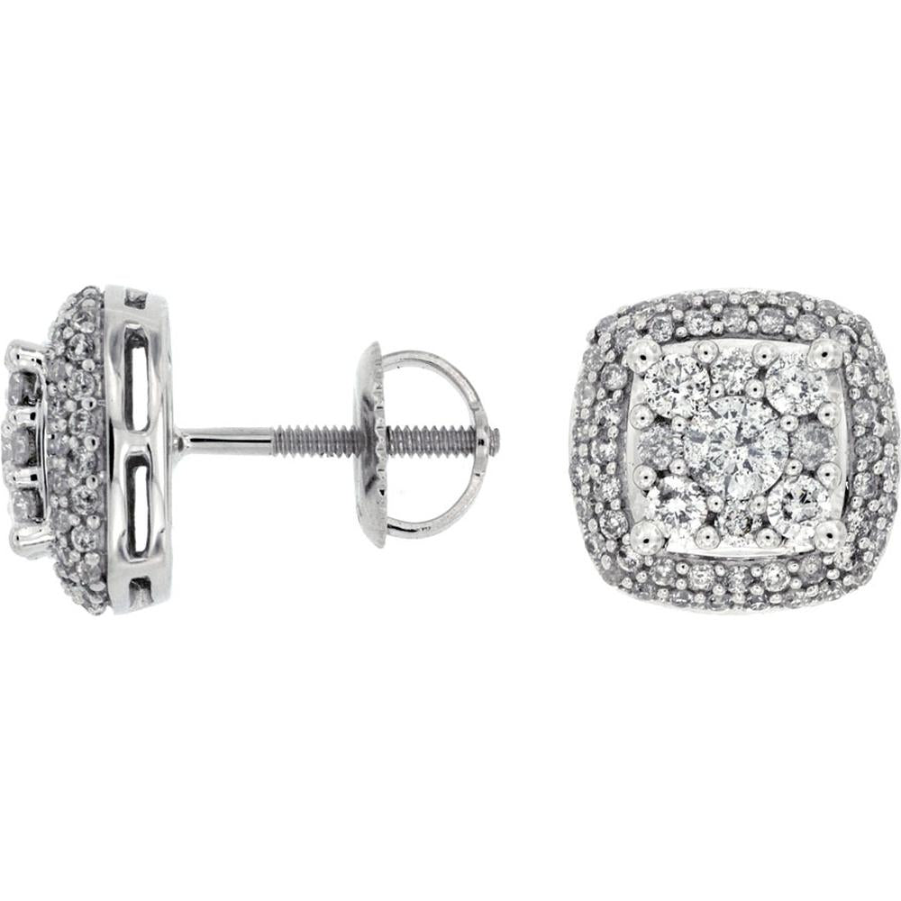 Royal 14K White Gold Diamond Earrings - 1.08 Carat Total Diamond Weight