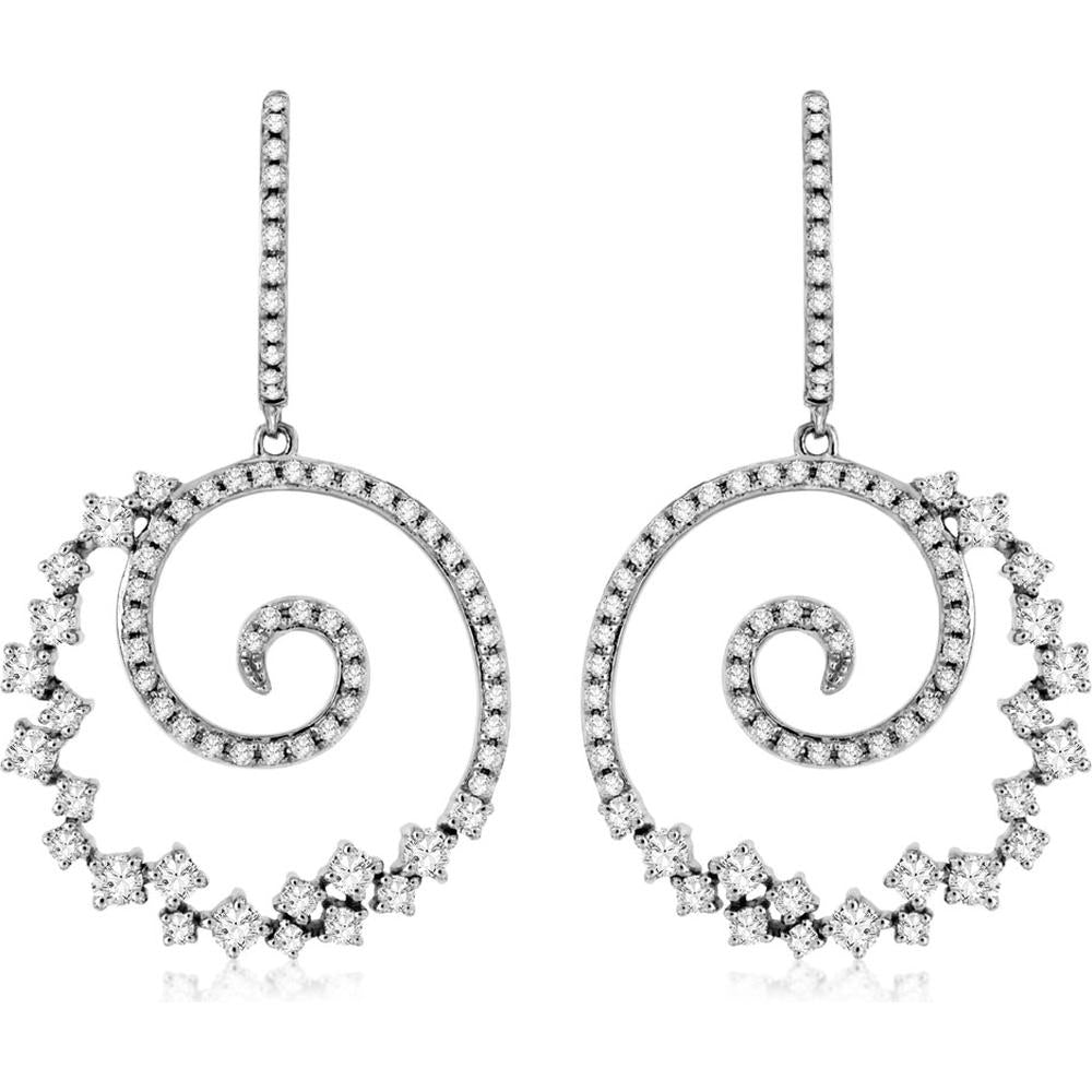 Royal 14K White Gold Diamond Earrings - 1.12 Carat Total Diamond Weight