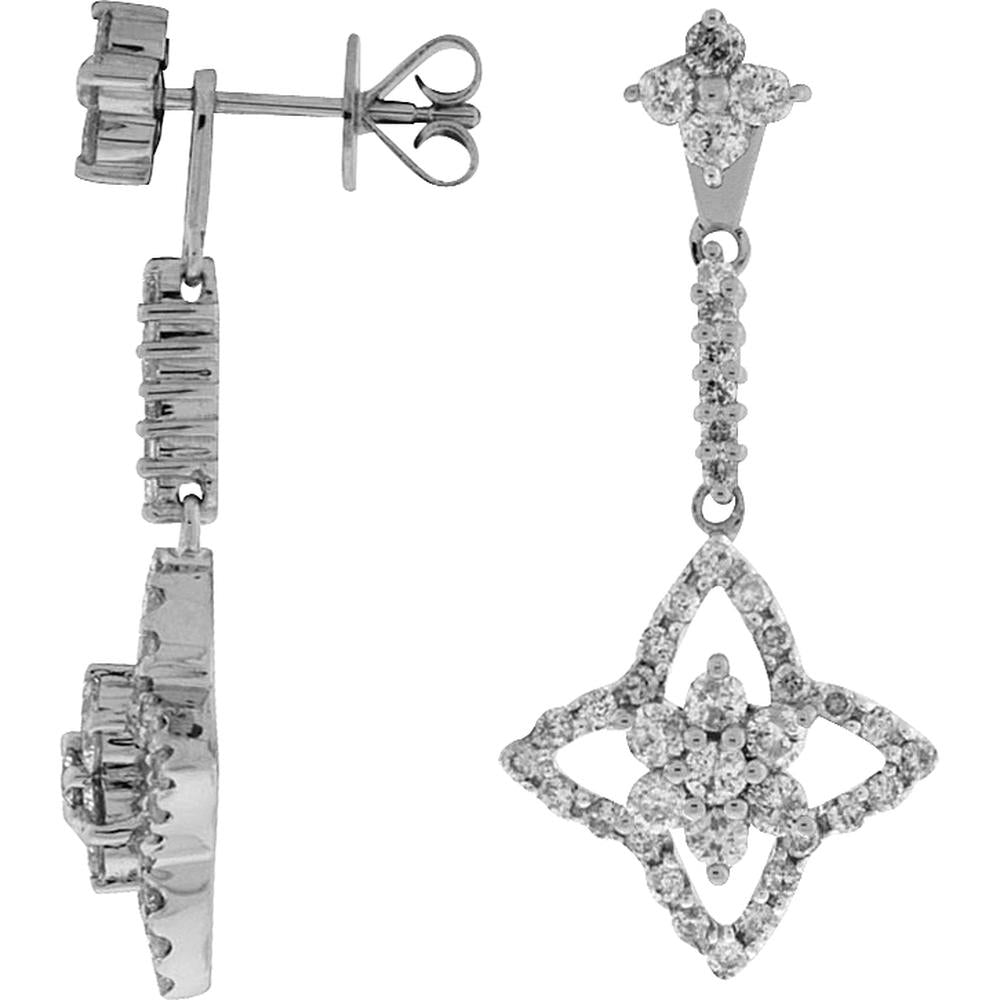 Royal 14K White Gold Diamond Earrings - 1.15 Carat Total Diamond Weight