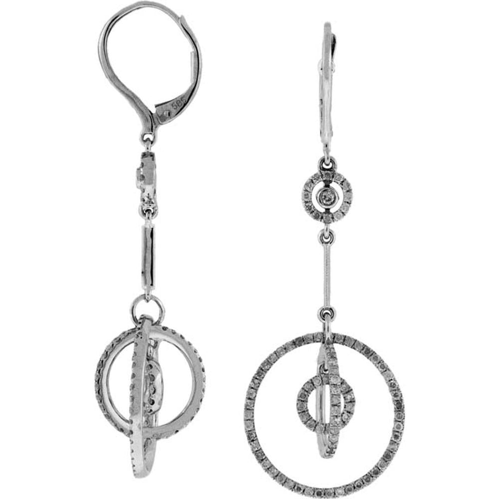 Royal 14K White Gold Diamond Earrings - 1.20 Carat Total Diamond Weight