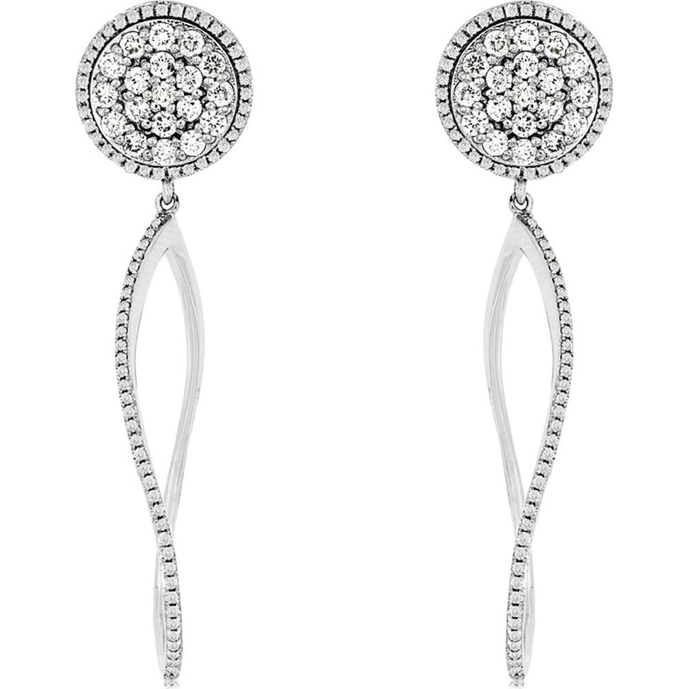 Royal 14K White Gold Diamond Earrings - 1.32 Carat Total Diamond Weight