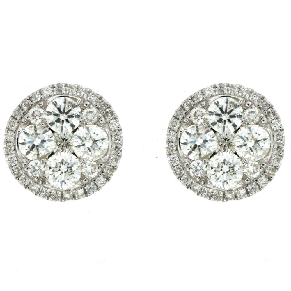 Royal 14K White Gold Diamond Earrings - 1.78 Carat Total Weight